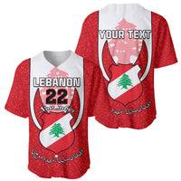 Personalised Lebanon Independence Day Baseball Jersey Lebanese Coat Of Arms Islamic Pattern - Wonder Print Shop