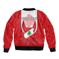 Personalised Lebanon Independence Day Bomber Jacket Lebanese Coat Of Arms Islamic Pattern - Wonder Print Shop