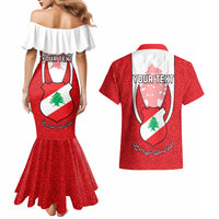 Personalised Lebanon Independence Day Couples Matching Mermaid Dress and Hawaiian Shirt Lebanese Coat Of Arms Islamic Pattern - Wonder Print Shop