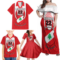 Personalised Lebanon Independence Day Family Matching Off Shoulder Maxi Dress and Hawaiian Shirt Lebanese Coat Of Arms Islamic Pattern - Wonder Print Shop