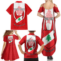 Personalised Lebanon Independence Day Family Matching Summer Maxi Dress and Hawaiian Shirt Lebanese Coat Of Arms Islamic Pattern - Wonder Print Shop