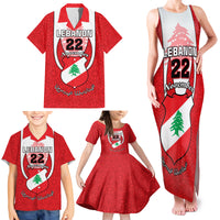 Personalised Lebanon Independence Day Family Matching Tank Maxi Dress and Hawaiian Shirt Lebanese Coat Of Arms Islamic Pattern - Wonder Print Shop