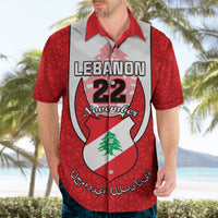 Personalised Lebanon Independence Day Hawaiian Shirt Lebanese Coat Of Arms Islamic Pattern - Wonder Print Shop