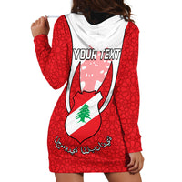 Personalised Lebanon Independence Day Hoodie Dress Lebanese Coat Of Arms Islamic Pattern - Wonder Print Shop