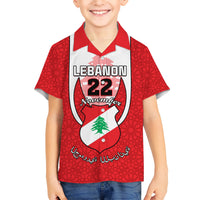 Personalised Lebanon Independence Day Kid Hawaiian Shirt Lebanese Coat Of Arms Islamic Pattern - Wonder Print Shop