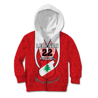Personalised Lebanon Independence Day Kid Hoodie Lebanese Coat Of Arms Islamic Pattern - Wonder Print Shop