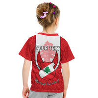 Personalised Lebanon Independence Day Kid T Shirt Lebanese Coat Of Arms Islamic Pattern - Wonder Print Shop