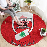 personalised-lebanon-independence-day-round-carpet-lebanese-coat-of-arms-islamic-pattern