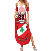 Personalised Lebanon Independence Day Summer Maxi Dress Lebanese Coat Of Arms Islamic Pattern - Wonder Print Shop