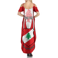 Personalised Lebanon Independence Day Summer Maxi Dress Lebanese Coat Of Arms Islamic Pattern - Wonder Print Shop