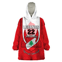 Personalised Lebanon Independence Day Wearable Blanket Hoodie Lebanese Coat Of Arms Islamic Pattern - Wonder Print Shop