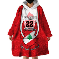 Personalised Lebanon Independence Day Wearable Blanket Hoodie Lebanese Coat Of Arms Islamic Pattern - Wonder Print Shop