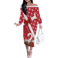 Denmark Christmas Family Matching Off The Shoulder Long Sleeve Dress and Hawaiian Shirt Coquette Bow With Swan - Wonder Print Shop