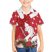 Denmark Christmas Kid Hawaiian Shirt Coquette Bow With Swan - Wonder Print Shop