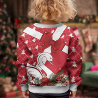 Denmark Christmas Kid Ugly Christmas Sweater Coquette Bow With Swan - Wonder Print Shop