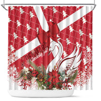 Denmark Christmas Shower Curtain Coquette Bow With Swan