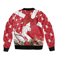 Denmark Christmas Sleeve Zip Bomber Jacket Coquette Bow With Swan - Wonder Print Shop