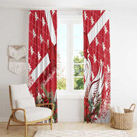 Denmark Christmas Window Curtain Coquette Bow With Swan - Wonder Print Shop