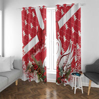 Denmark Christmas Window Curtain Coquette Bow With Swan - Wonder Print Shop
