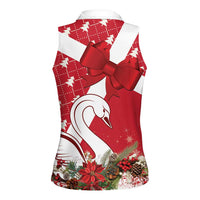 Denmark Christmas Women Sleeveless Polo Shirt Coquette Bow With Swan - Wonder Print Shop