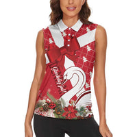 Denmark Christmas Women Sleeveless Polo Shirt Coquette Bow With Swan - Wonder Print Shop
