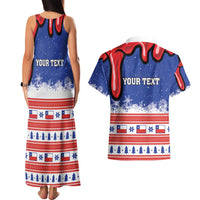 Personalized Feliz Navidad Chile Santa Claus Couples Matching Tank Maxi Dress and Hawaiian Shirt Chilli Christmas - Wonder Print Shop