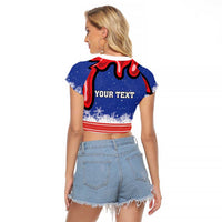 Personalized Feliz Navidad Chile Santa Claus Raglan Cropped T Shirt Chilli Christmas - Wonder Print Shop