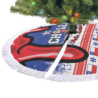 Personalized Feliz Navidad Chile Santa Claus Tree Skirt Chilli Christmas - Wonder Print Shop