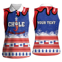 Personalized Feliz Navidad Chile Santa Claus Women Sleeveless Polo Shirt Chilli Christmas - Wonder Print Shop