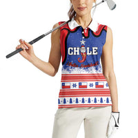 Personalized Feliz Navidad Chile Santa Claus Women Sleeveless Polo Shirt Chilli Christmas - Wonder Print Shop