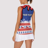 Personalized Feliz Navidad Chile Santa Claus Women Sleeveless Polo Shirt Chilli Christmas - Wonder Print Shop