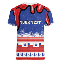 Personalized Feliz Navidad Chile Santa Claus Women V-Neck T-Shirt Chilli Christmas - Wonder Print Shop