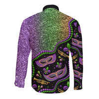 Mardi Gras Long Sleeve Button Shirt Colorful Style - Wonder Print Shop