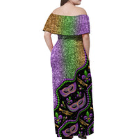 Mardi Gras Off Shoulder Maxi Dress Colorful Style - Wonder Print Shop