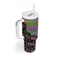 Mardi Gras Tumbler With Handle Colorful Style - Wonder Print Shop