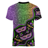 Mardi Gras Women V Neck T Shirt Colorful Style - Wonder Print Shop