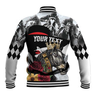 Personalized Horse Racing Baseball Jacket Derby Lady Triple Flowers