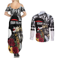 Personalized Horse Racing Couples Matching Summer Maxi Dress and Long Sleeve Button Shirt Derby Lady Triple Flowers