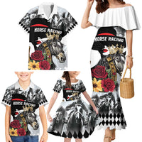 Personalized Horse Racing Family Matching Mermaid Dress and Hawaiian Shirt Derby Lady Triple Flowers