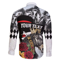 Personalized Horse Racing Family Matching Off The Shoulder Long Sleeve Dress and Hawaiian Shirt Derby Lady Triple Flowers