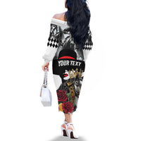 Personalized Horse Racing Family Matching Off The Shoulder Long Sleeve Dress and Hawaiian Shirt Derby Lady Triple Flowers