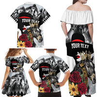 Personalized Horse Racing Family Matching Off Shoulder Maxi Dress and Hawaiian Shirt Derby Lady Triple Flowers