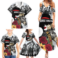 Personalized Horse Racing Family Matching Summer Maxi Dress and Hawaiian Shirt Derby Lady Triple Flowers