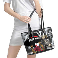 Horse Racing Leather Tote Bag Derby Lady Triple Flowers