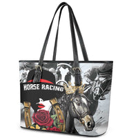 Horse Racing Leather Tote Bag Derby Lady Triple Flowers