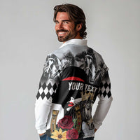 Personalized Horse Racing Long Sleeve Polo Shirt Derby Lady Triple Flowers