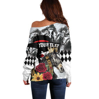 Personalized Horse Racing Off Shoulder Sweater Derby Lady Triple Flowers