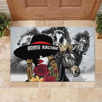 Horse Racing Rubber Doormat Derby Lady Triple Flowers
