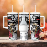 Personalized Horse Racing Tumbler With Handle Derby Lady Triple Flowers