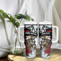 Personalized Horse Racing Tumbler With Handle Derby Lady Triple Flowers
